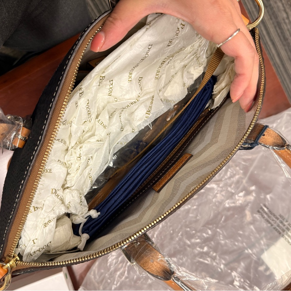 Dooney & Bourke Black and Tan Leather Handbag & Wallet - Picture 6 of 6